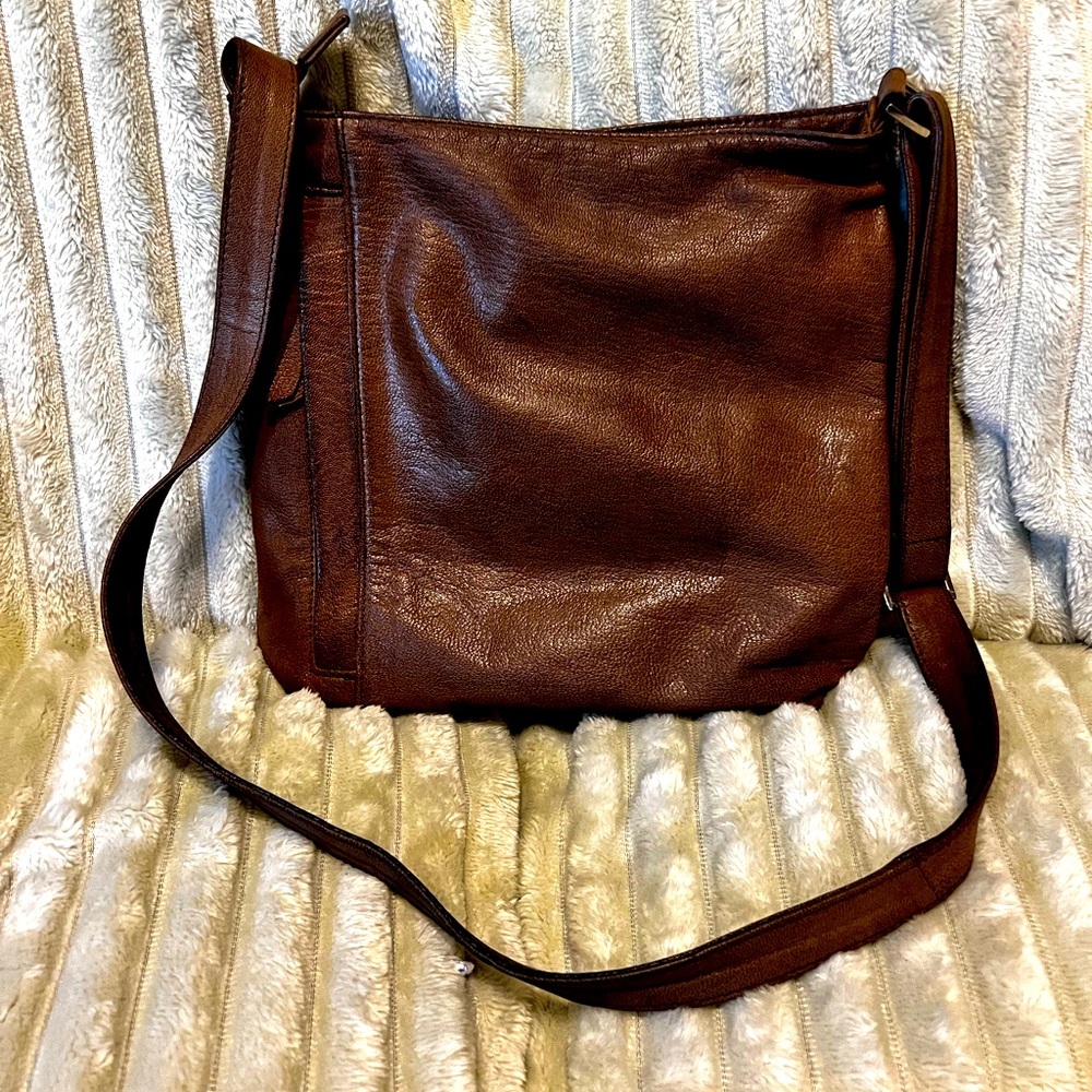 Kiki YKK brown crossbody genuine leather(conceal carry)